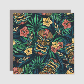 Hawaiian Tiki Mask Tropical Pattern Car Magnet