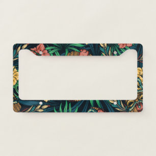 Hawaiian Tiki Mask Tropical Pattern License Plate Frame