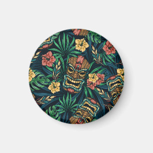 Hawaiian Tiki Mask Tropical Pattern Magnet
