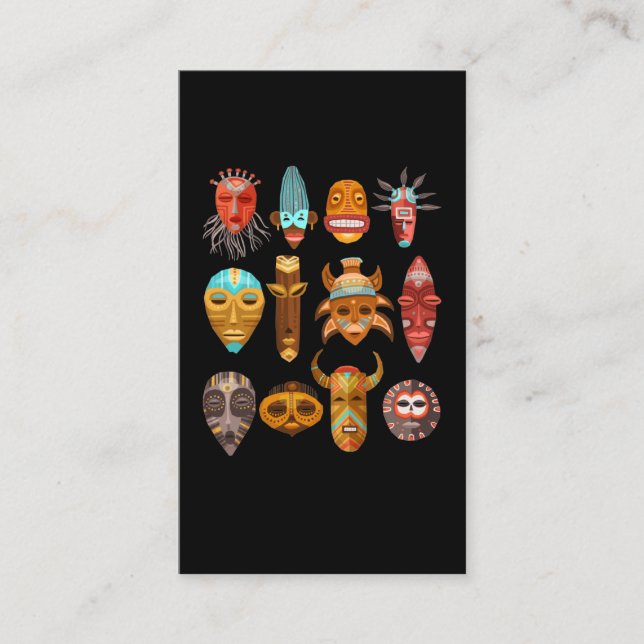 Hawaiian Tiki Masks Totems Hawaii Business Card (Front)