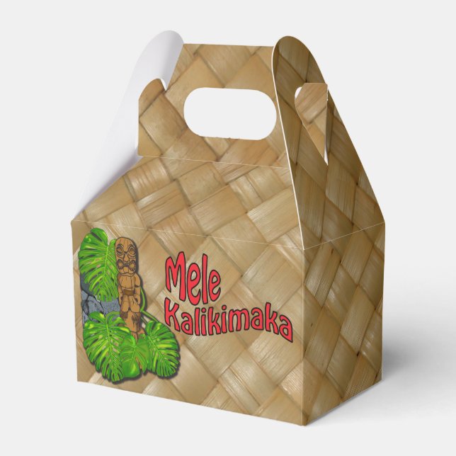 Hawaiian Tiki Mele Kalikimaka Christmas Favor Box (Front Side)