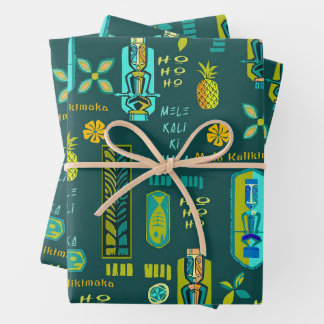 Hawaiian Tiki Mele Kalikimaka Gift Wrap