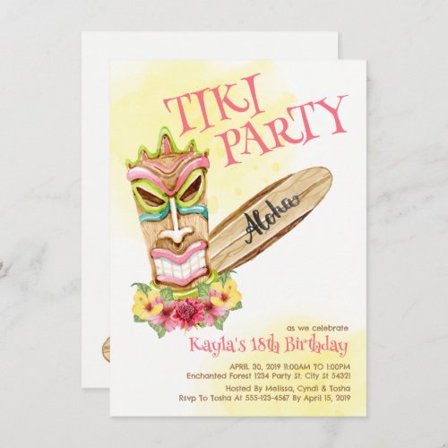 Hawaiian Tiki Party Invitations