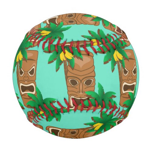 Hawaiian Tiki Repeat Pattern Baseball