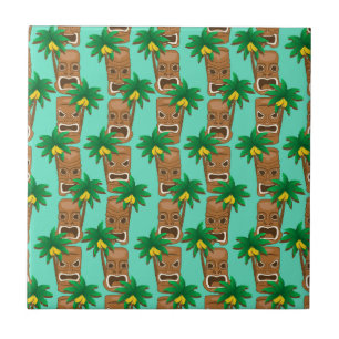 Hawaiian Tiki Repeat Pattern Ceramic Tile