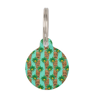 Hawaiian Tiki Repeat Pattern Pet Name Tag