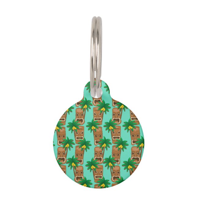 Hawaiian Tiki Repeat Pattern Pet Name Tag (Front)