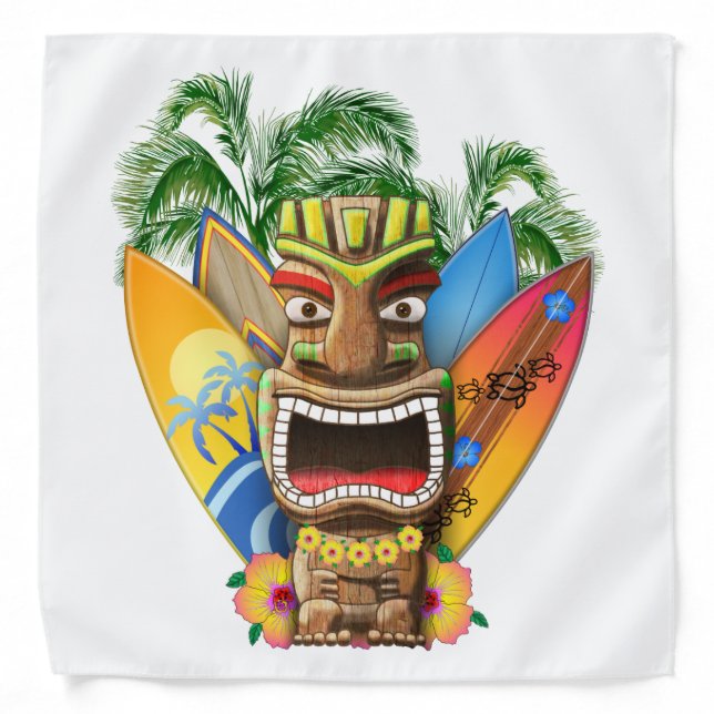 Hawaiian Tiki Surfing Bandana (Front)