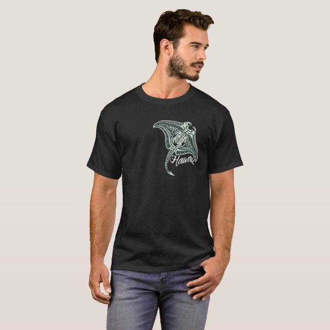 Hawaiian Tribal Manta Ray T-Shirt (Front Full)