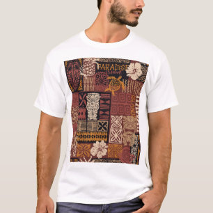 Hawaiian Tribal: Vintage Fabric Patchwork T-Shirt