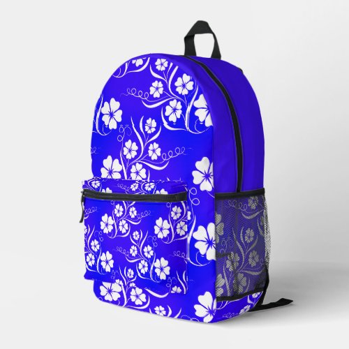 Hawaiian Tropic Flowered Pattern Cobalt and White Printed Backpack