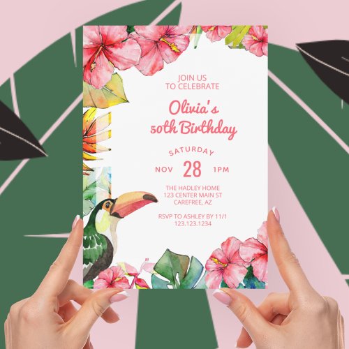 Hawaiian Tropical 50th Birthday Invitation