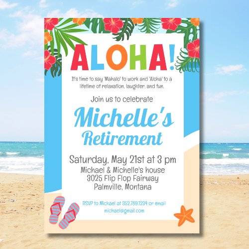 Hawaiian Tropical Aloha Retirement Party Invitation