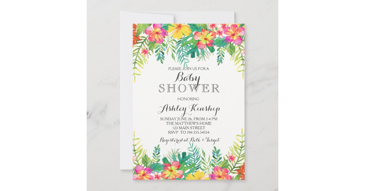 Hawaiian Tropical Baby shower invitation | Zazzle