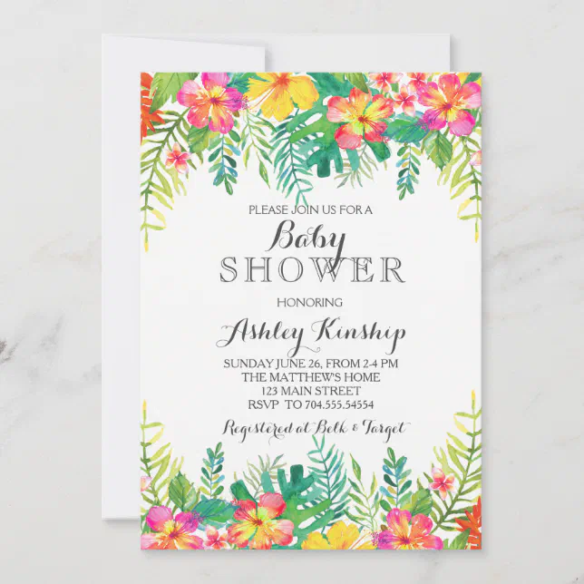 Hawaiian Tropical Baby shower invitation | Zazzle