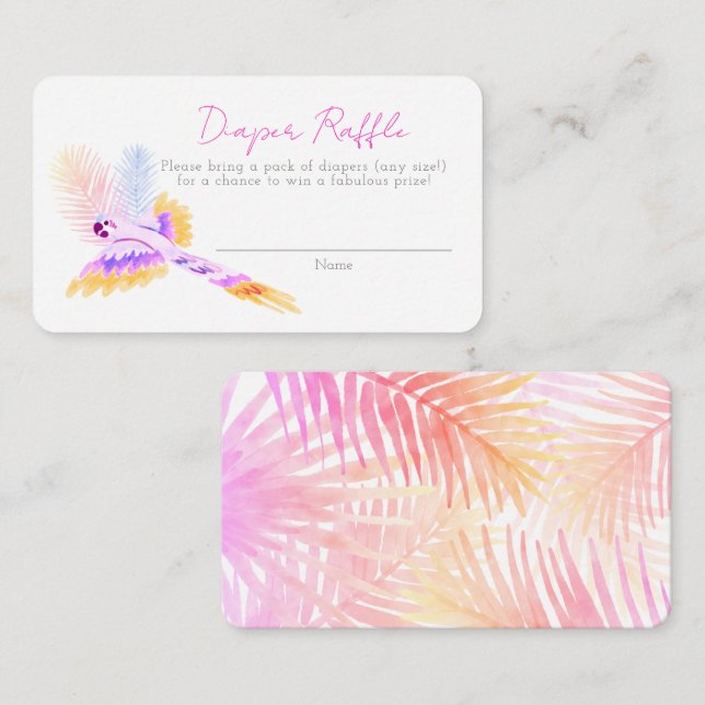 Hawaiian Tropical Birds Baby Shower Diaper Raffle  Enclosure Card (Front/Back)