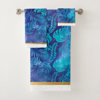 HAWAIIAN TROPICAL BLUE BATHROOM TOWEL SET