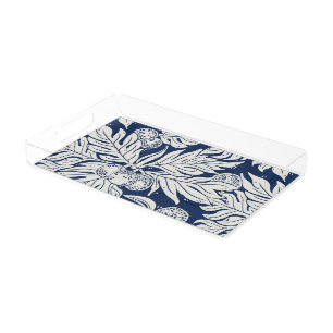 Hawaiian Tropical breadfruit ulu in indigo Acrylic Tray
