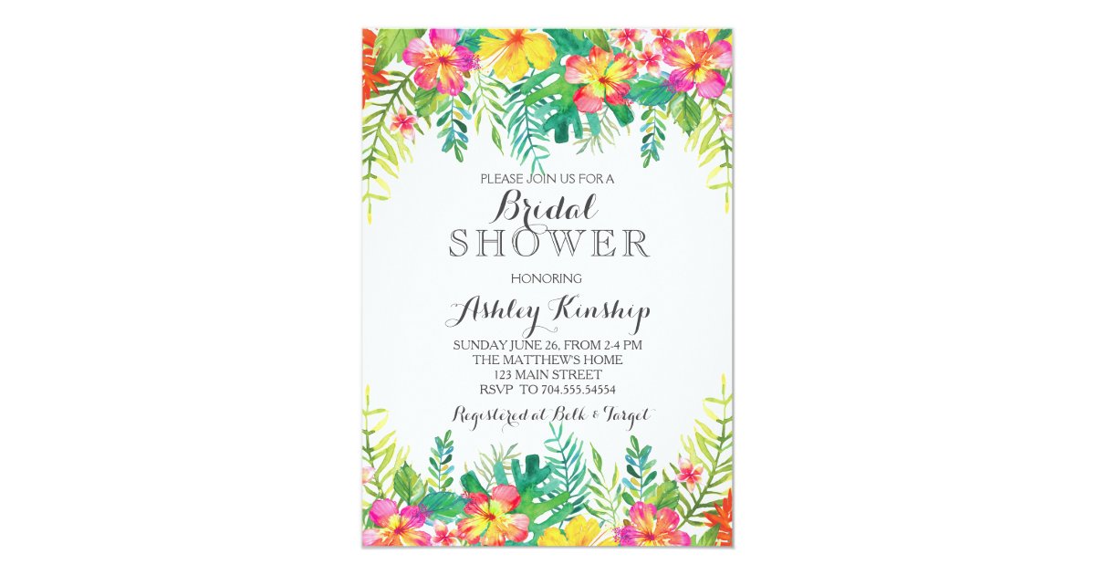 Hawaiian Tropical Bridal shower invitation