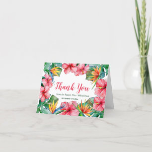 Hawaiian Tropical Bridal Shower Letterpress Thank You Card