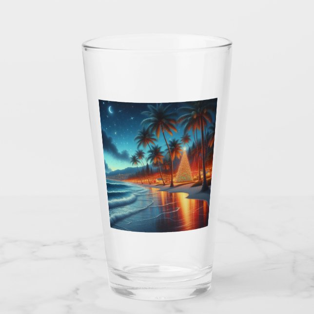Hawaiian/Tropical Christmas  Glass (Front)