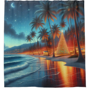 Hawaiian/Tropical Christmas Shower Curtain