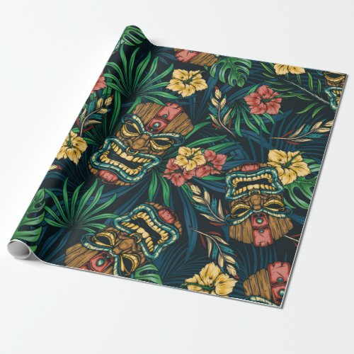 Hawaiian tropical colorful seamless pattern with t wrapping paper