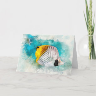 Hawaiian Tropical Fish Watercolor - Butterflyfish Card
