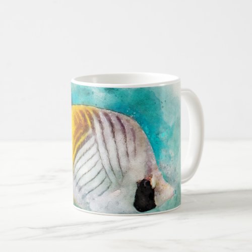 Hawaiian Tropical Fish Watercolor _ Butterflyfish Coffee Mug