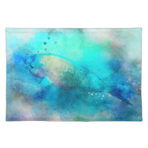 Hawaiian Tropical Fish Watercolor - Parrotfish Cloth Placemat