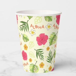 Hawaiian Tropical Floral Hibiscus Paper Cups