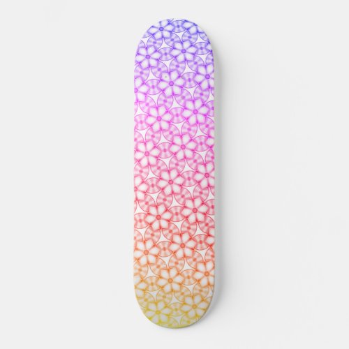 Hawaiian Tropical Floral Ombre Kaleidoscope  Skateboard