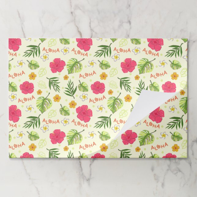 Hawaiian Tropical Floral Paper Placemats (Folded)