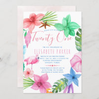 Hawaiian tropical floral twenty one birthday party