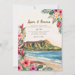 Hawaiian Tropical Floral Wedding Invitation