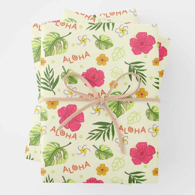 Hawaiian Tropical Floral  Wrapping Paper Sheets (In situ)