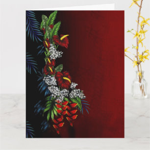 Hawaiian Tropical Flower Arrangement Card