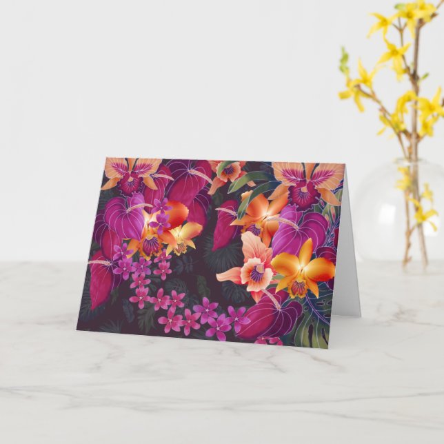 Hawaiian Tropical Flower Explosion Card (Yellow Flower)