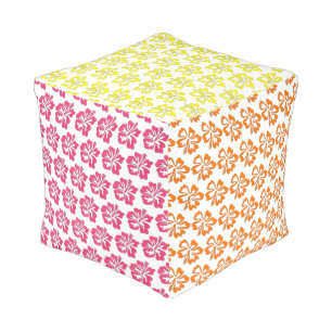 Hawaiian Tropical Flower Hibiscus Floral Print Pouf