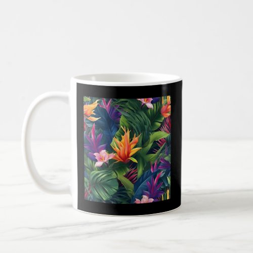 Hawaiian Tropical Flower Leaf Pattern Beach Vacati Coffee Mug