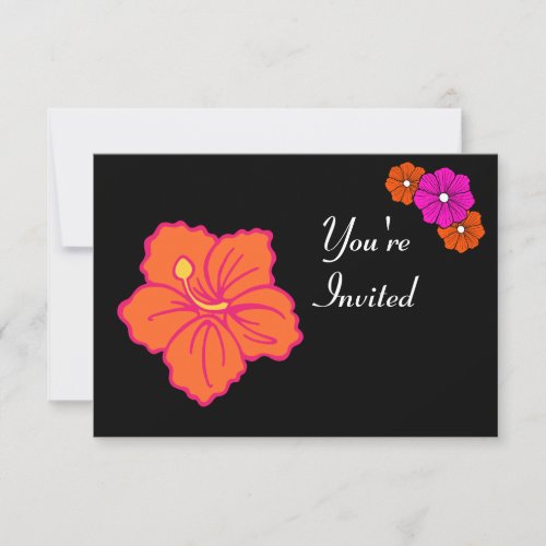 Hawaiian Tropical Flower Luau Invitations