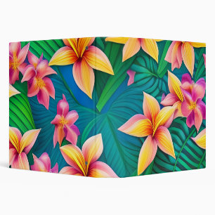 Hawaiian Tropical Flower Pattern  3 Ring Binder