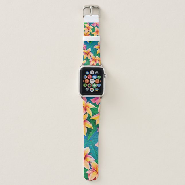 Hawaiian Tropical Flower Pattern  Apple Watch Band (Front)