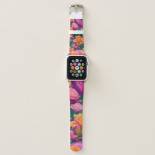 Hawaiian Tropical Flower Pattern Apple Watch Band