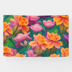 Hawaiian Tropical Flower Pattern Banner
