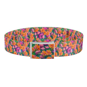 Hawaiian Tropical Flower Pattern Belt