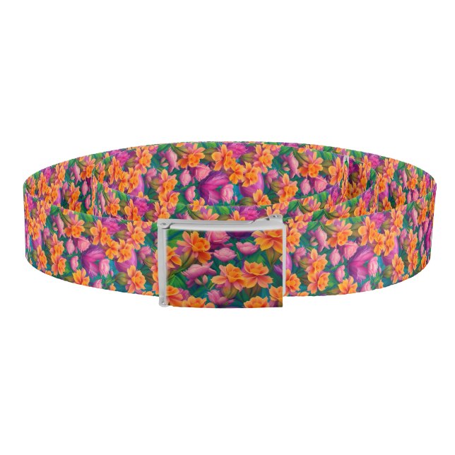Hawaiian Tropical Flower Pattern  Belt (Coil)