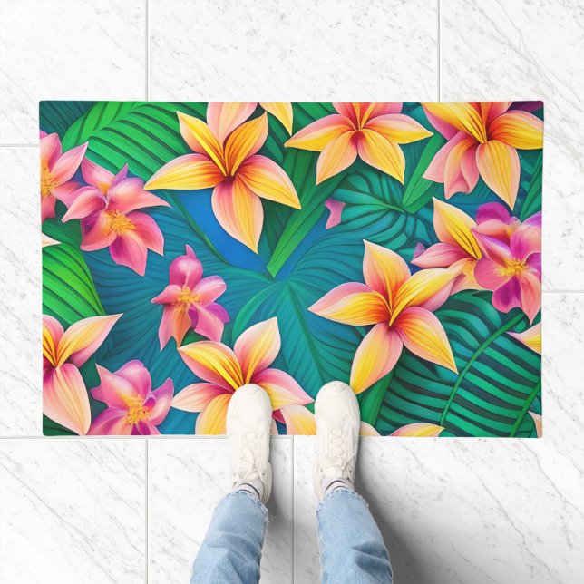 Hawaiian Tropical Flower Pattern  Doormat (Indoor)