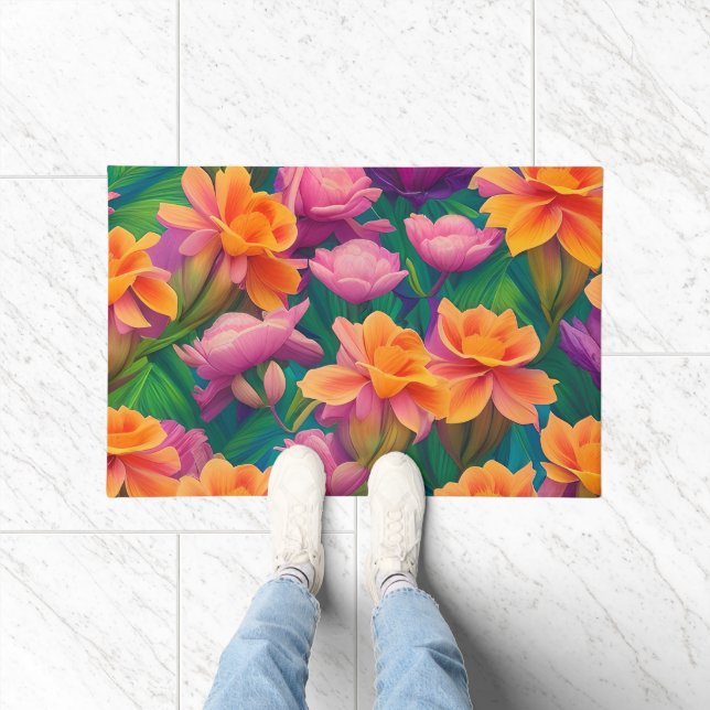 Hawaiian Tropical Flower Pattern  Doormat (Indoor)