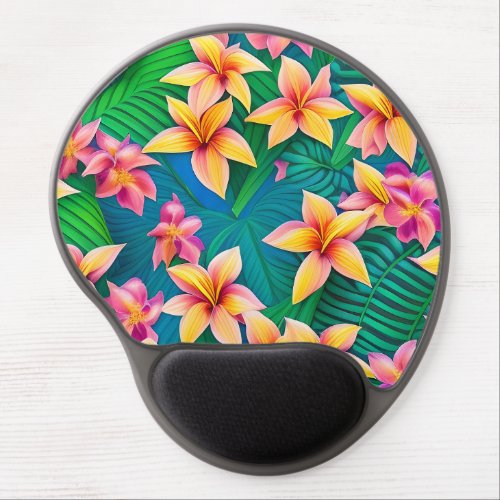 Hawaiian Tropical Flower Pattern  Gel Mouse Pad